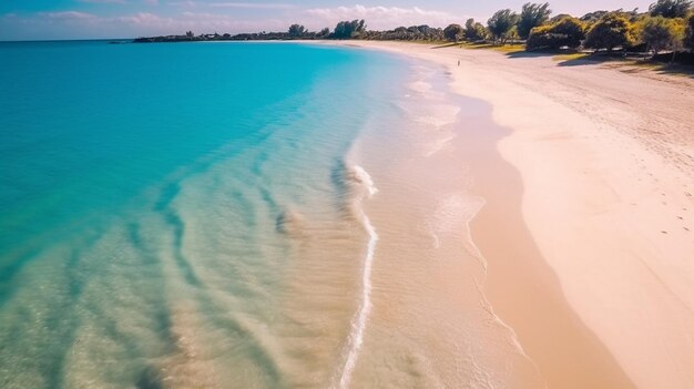 Beautiful blue wave and white sand beach