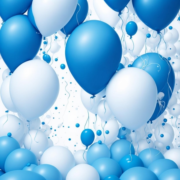 Красивые синие и белые баллоны на день рождения