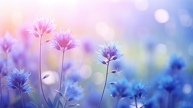 Beautiful Blue Wildflowers in Nature Outdoors with Sunshine