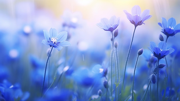 Красивые голубые полевые цветы в природе