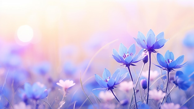 Beautiful blue wildflowers in the outdoor wilderness