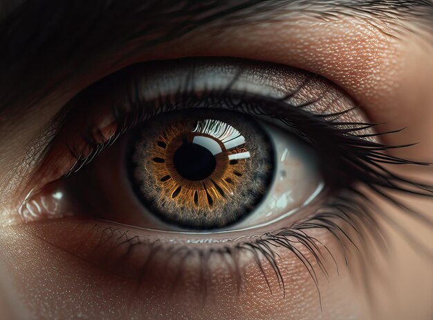 클로즈업 Generative AI의 아름다운 파란색 여성의 눈