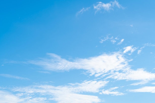 Beautiful blue and yellow sky with strange shape of clouds in the morning or evening taken at the sea for natural background or texture