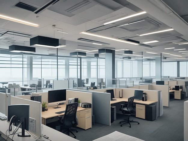 Beautiful blurred background of a light modern office interior