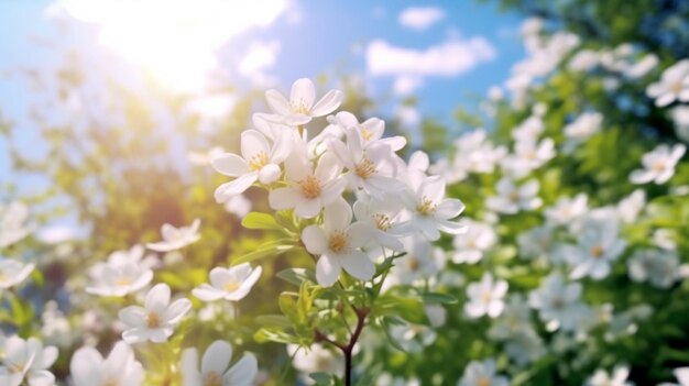 Beautiful blurred spring background nature with bloom Ai Generative