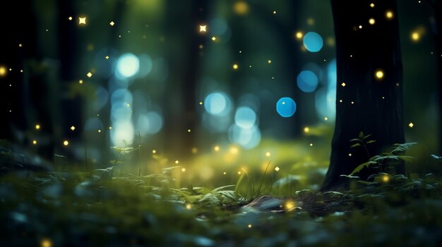 Beautiful bokeh light in the forest