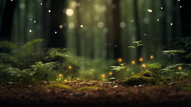 사진 숲 속 의 아름다운 보케 빛
