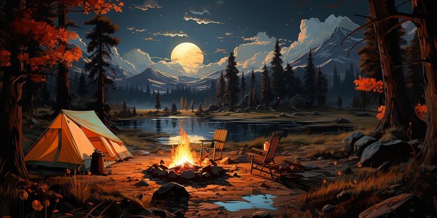 Photo beautiful bonfire isometric illustration