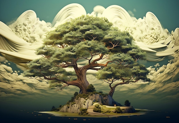 Photo beautiful bonsai in natural light generative ai