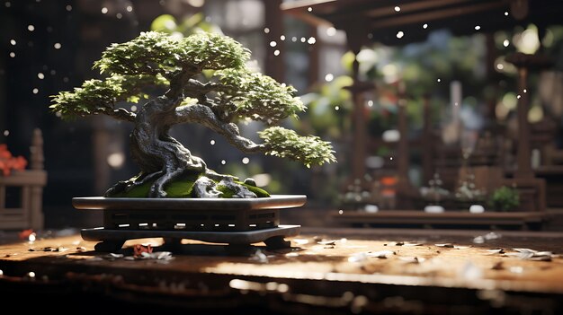 Foto bellissimo bonsai in luce naturale ai generativa