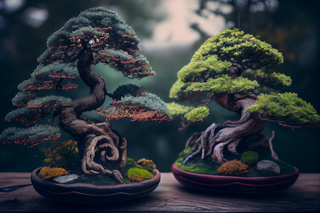 Beautiful bonsai tree in the garden