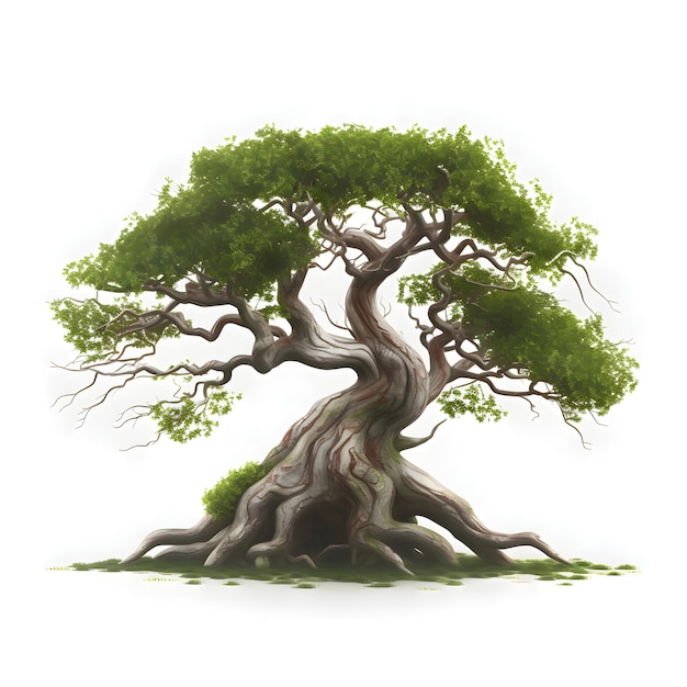 Beautiful bonsai tree isolated on white background Vector illustration