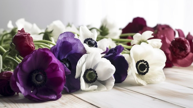 Photo beautiful bouquet of anemones