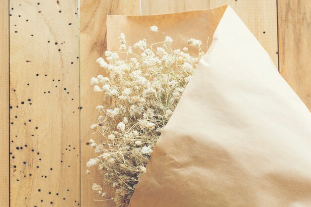 Beautiful bouquet of dried flowers, vintage filter image