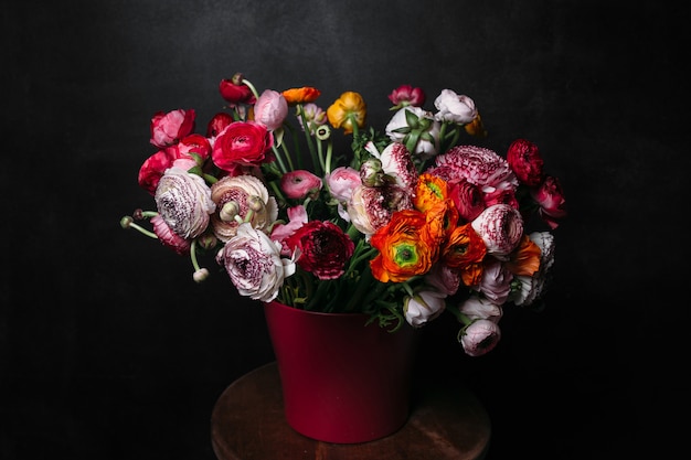 Beautiful bouquet of flowers on black background