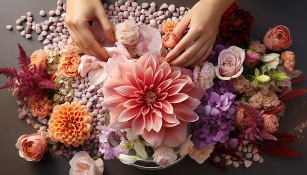 Foto un bellissimo bouquet di fiori un regalo d'amore generato dall'ai