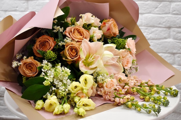 A beautiful bouquet of flowers on March 8 Womens day