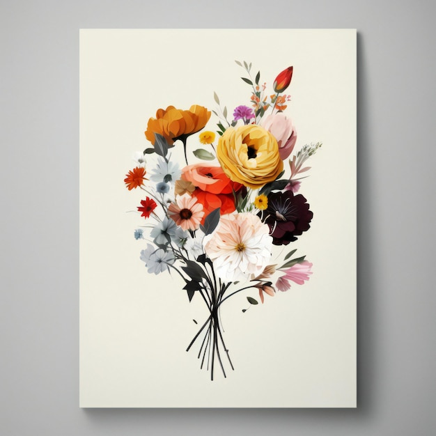 beautiful bouquet of flowers minimalist style