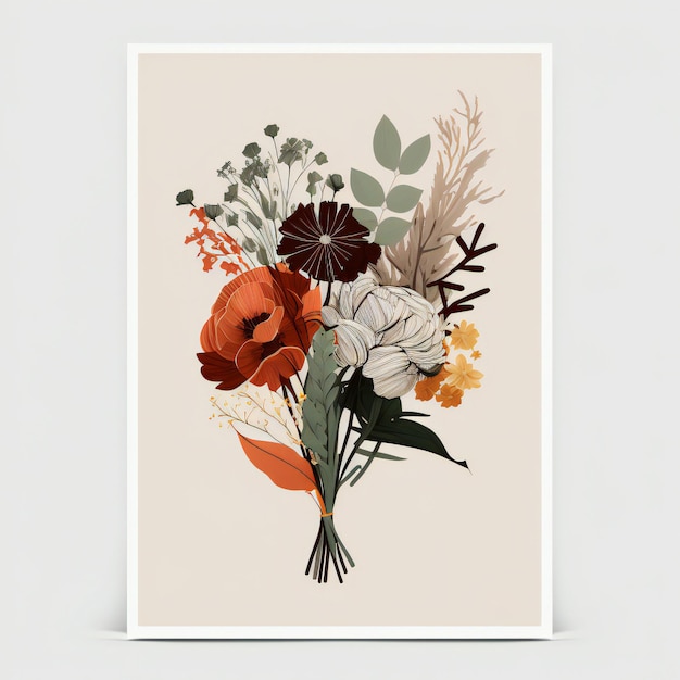 beautiful bouquet of flowers minimalist style