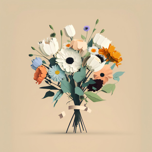 beautiful bouquet of flowers minimalist style