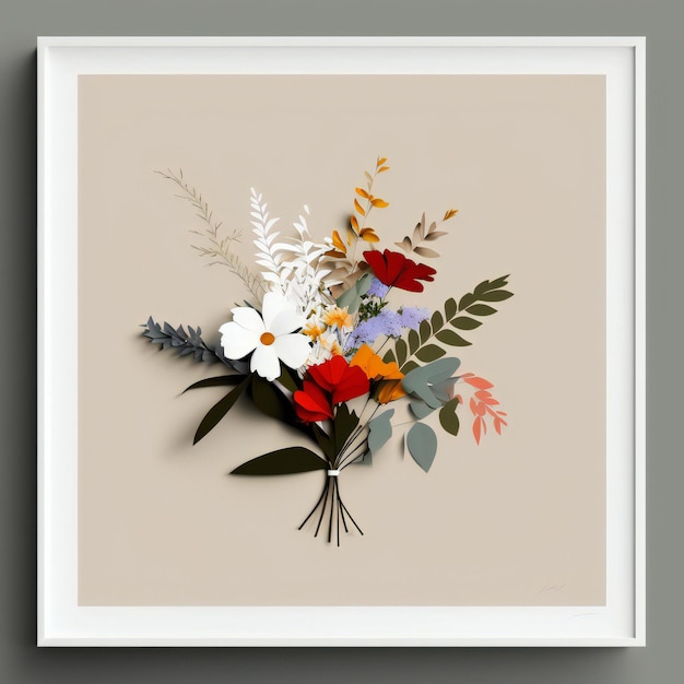 beautiful bouquet of flowers minimalist style