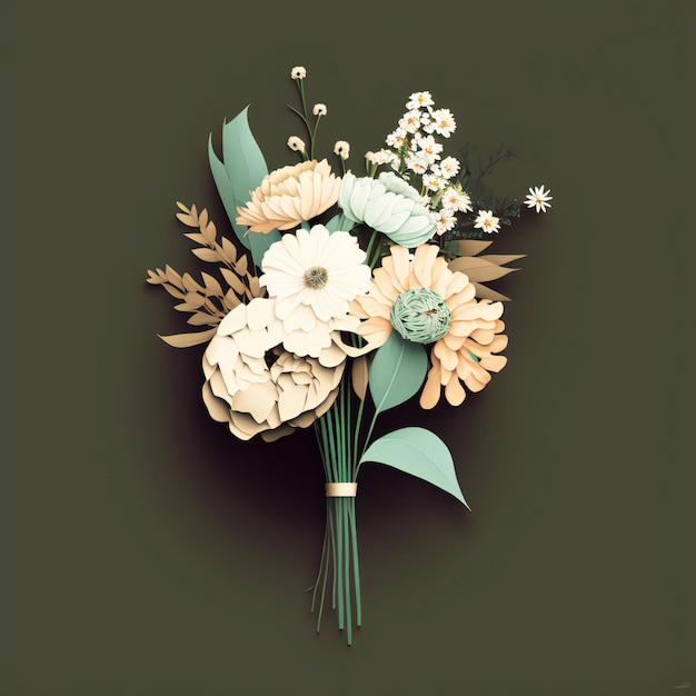 beautiful bouquet of flowers minimalist style