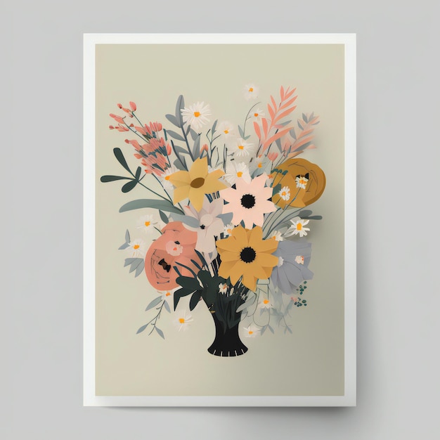 beautiful bouquet of flowers minimalist style