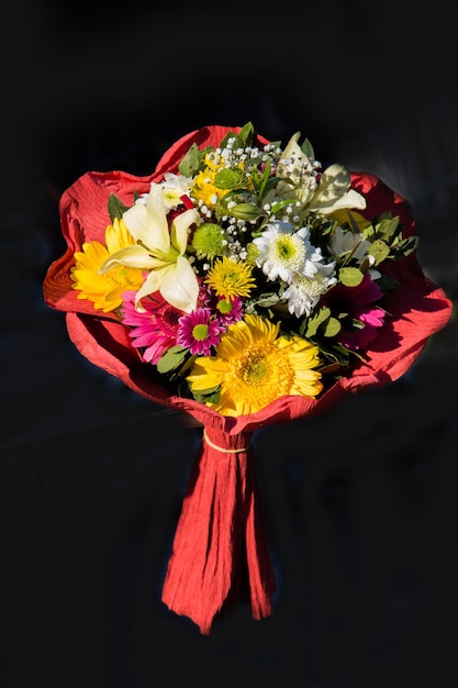 Beautiful bouquet of flowers at the street flower vendor