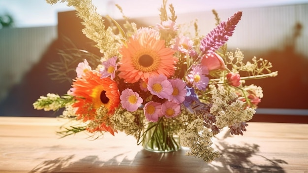 Photo beautiful bouquet of flowers on table