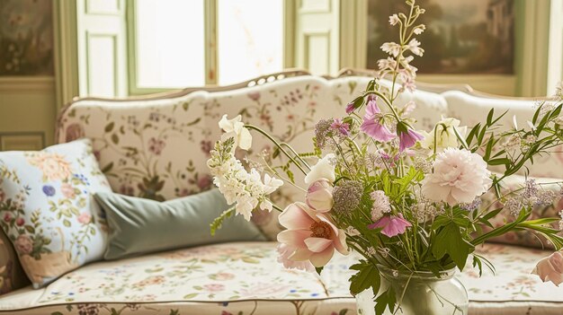 Beautiful bouquet of flowers in vase Floral arrangement