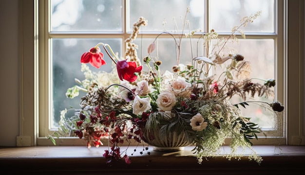 Photo beautiful bouquet of flowers in vase floral arrangement