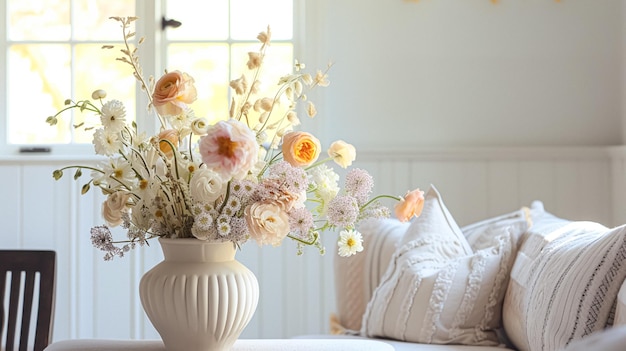 Beautiful bouquet of flowers in vase Floral arrangement