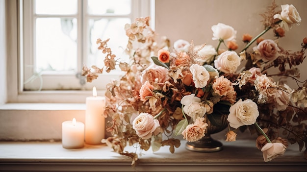Photo beautiful bouquet of flowers in vase floral arrangement