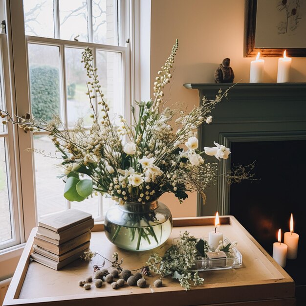 Beautiful bouquet of flowers in vase Floral arrangement