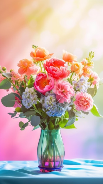 A beautiful bouquet of flowers in a vase