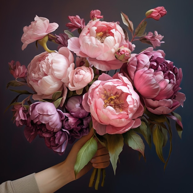 beautiful bouquet of peony