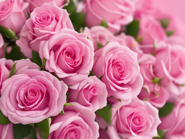 Photo a beautiful bouquet of pink roses on a background generative ai