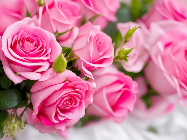 a beautiful bouquet of pink roses on a background Generative AI