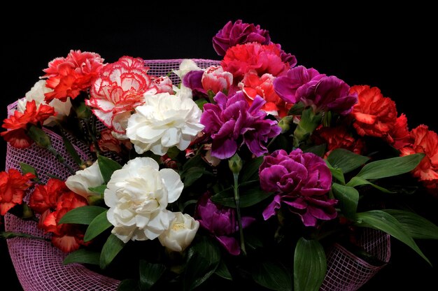 Beautiful bouquet of red carnations