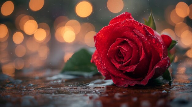 美しい花束赤い愛のバラの壁紙背景キラキラ バレンタイン コンセプト Generative Ai