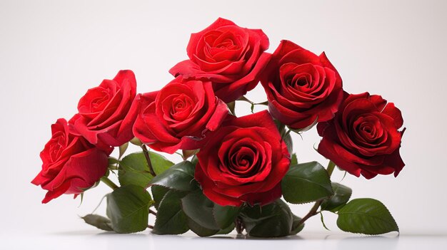 Beautiful bouquet of red roses against a white background