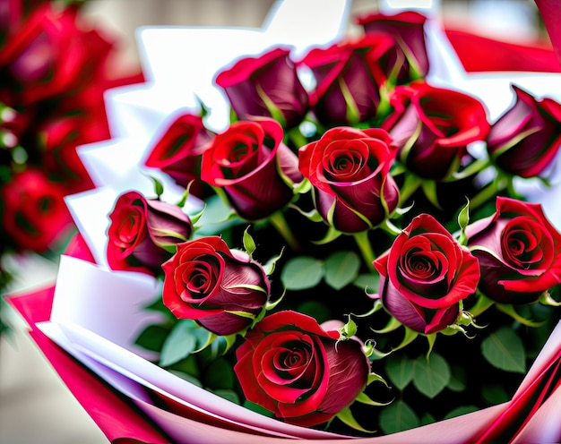 beautiful bouquet of roses in a vase