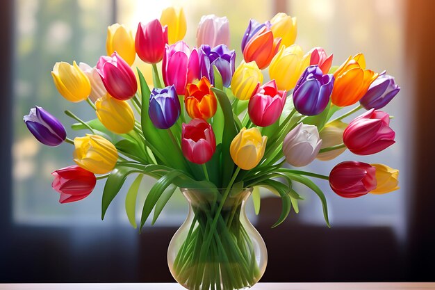 Photo beautiful bouquet of tulips in spring season