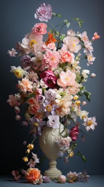 A beautiful bouquet of various flowers in a vase