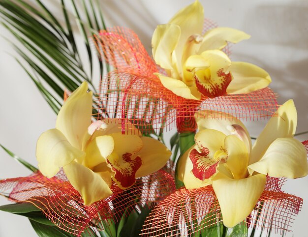 Beautiful bouquet of yellow orchids