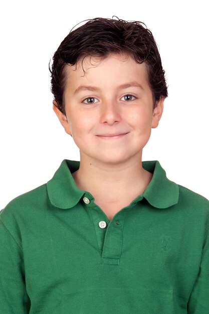 Beautiful boy isolated on a over white background