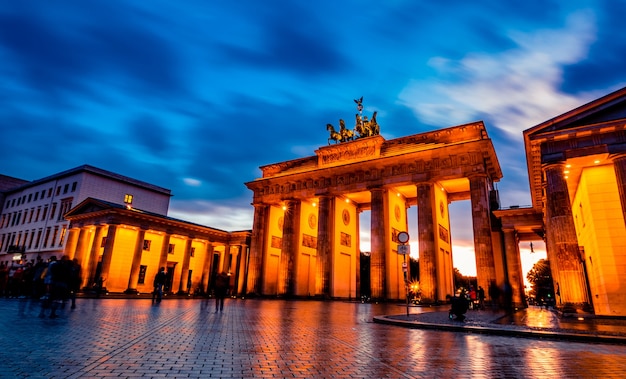 Beautiful brandenburg gate in berlin at evening germany