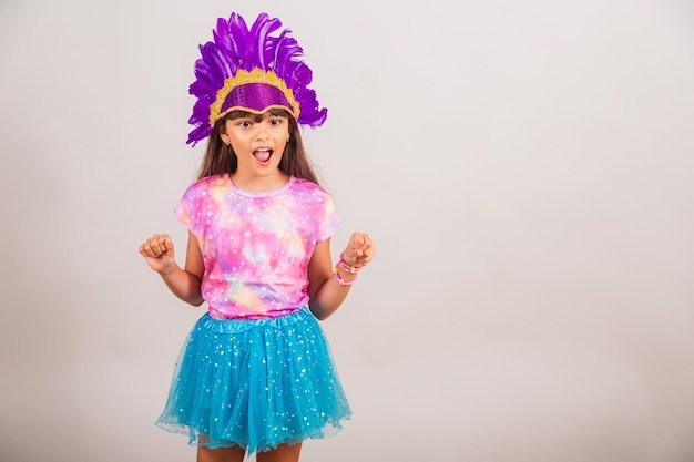 Beautiful Brazilian girl child dressed for carnival in Brazil incredible unbelievable