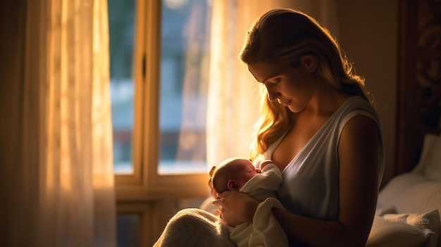 Beautiful breastfeeding mother