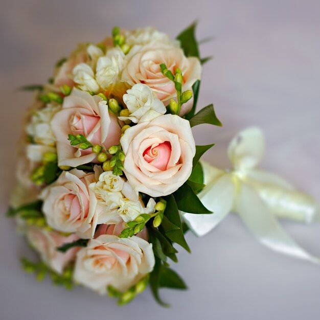 A beautiful bridal bouquet at a wedding party